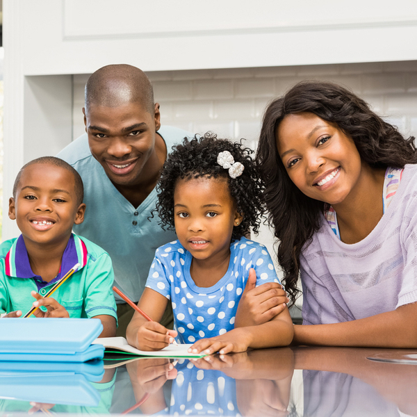 Back to School Exam Family of 4 in a Kitchen